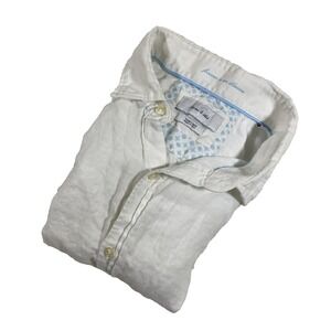 Porter & Ash 100% Linen Shirt Mens Large White Button Up Beach